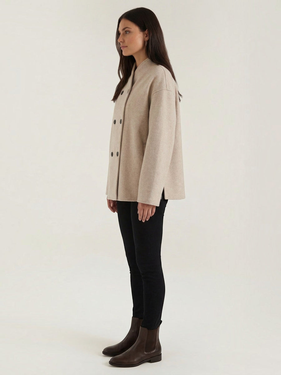 Pamela Stand Collar Double Breasted Short Jacket