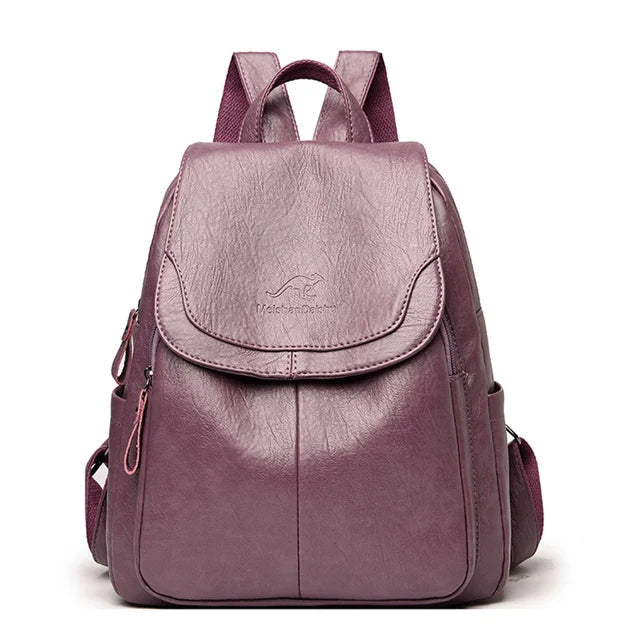 Salome Leather Flap Backpack
