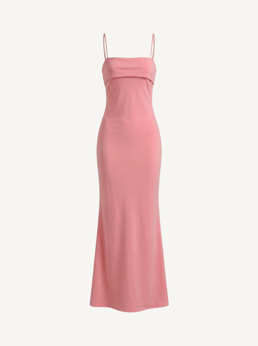 Dale Folded Straight Neck Slip Maxi Dress