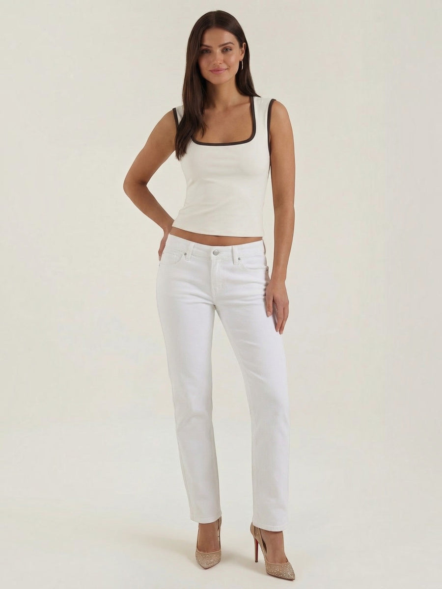 Hilary Contrast Trim Square Neck Crop Top
