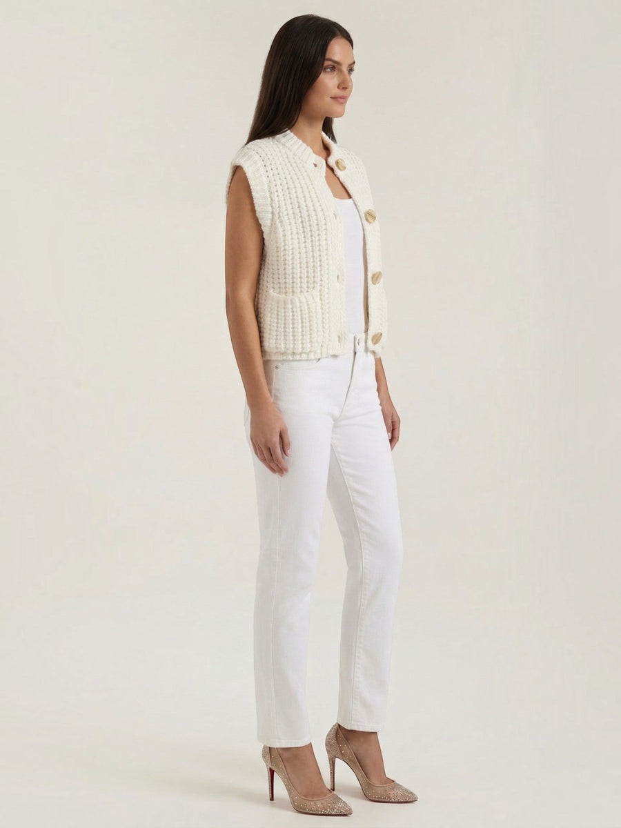 Philomena Chunky Knit Gold Button Vest