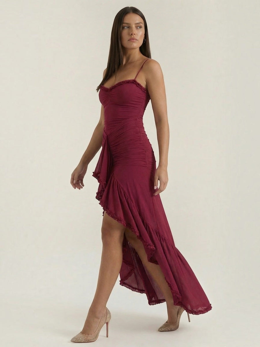 Wisteria Ruffle High Low Maxi Dress
