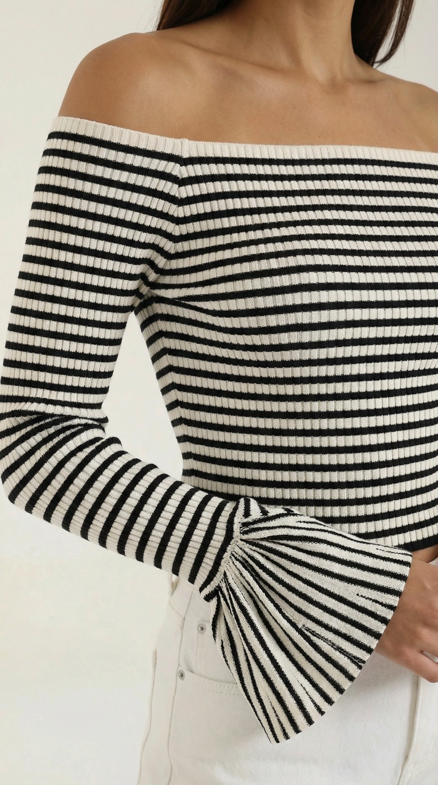 Anna Striped Ruffle Sleeve Top