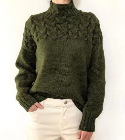 Fenella Cable Knit Mock Neck Sweater