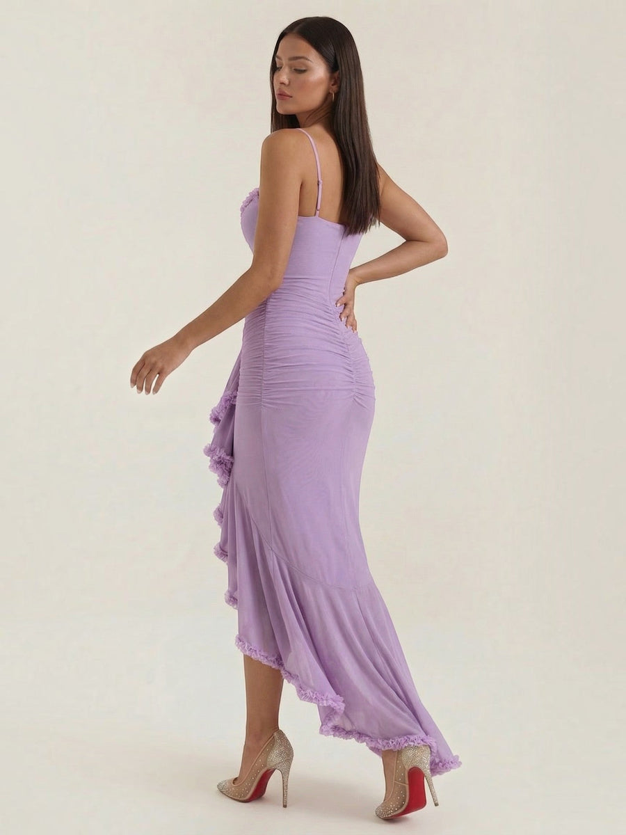 Wisteria Ruffle High Low Maxi Dress