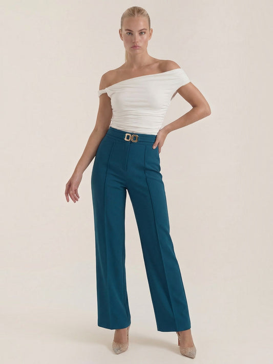Maxine Buckle Detail Wide Leg Pants