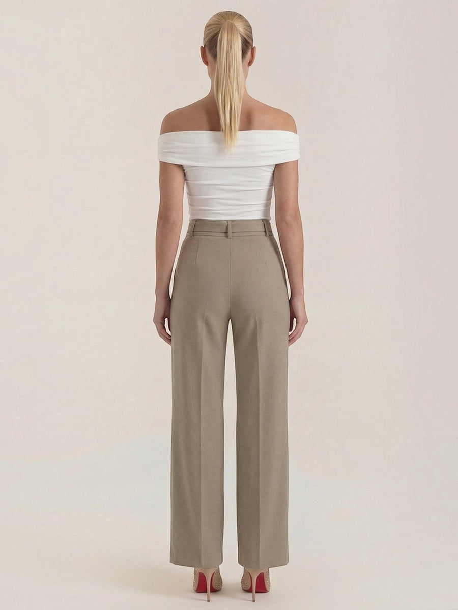Maxine Buckle Detail Wide Leg Pants