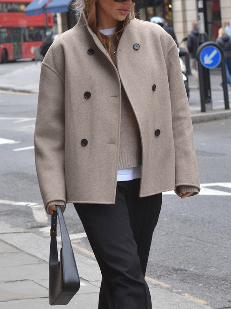 Dorinda Stand Collar Double Breasted Short Coat