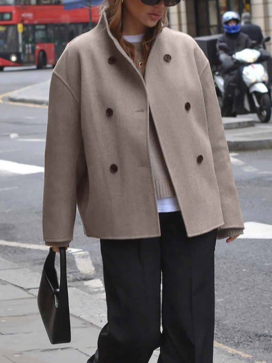 Dorinda Stand Collar Double Breasted Short Coat