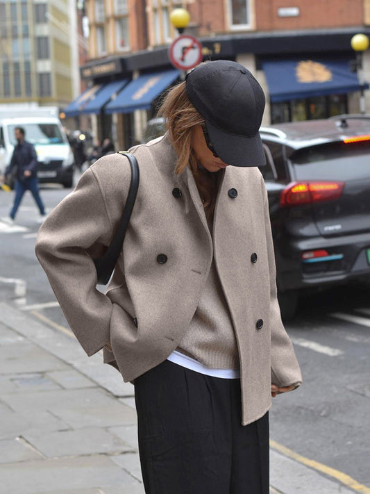 Dorinda Stand Collar Double Breasted Short Coat
