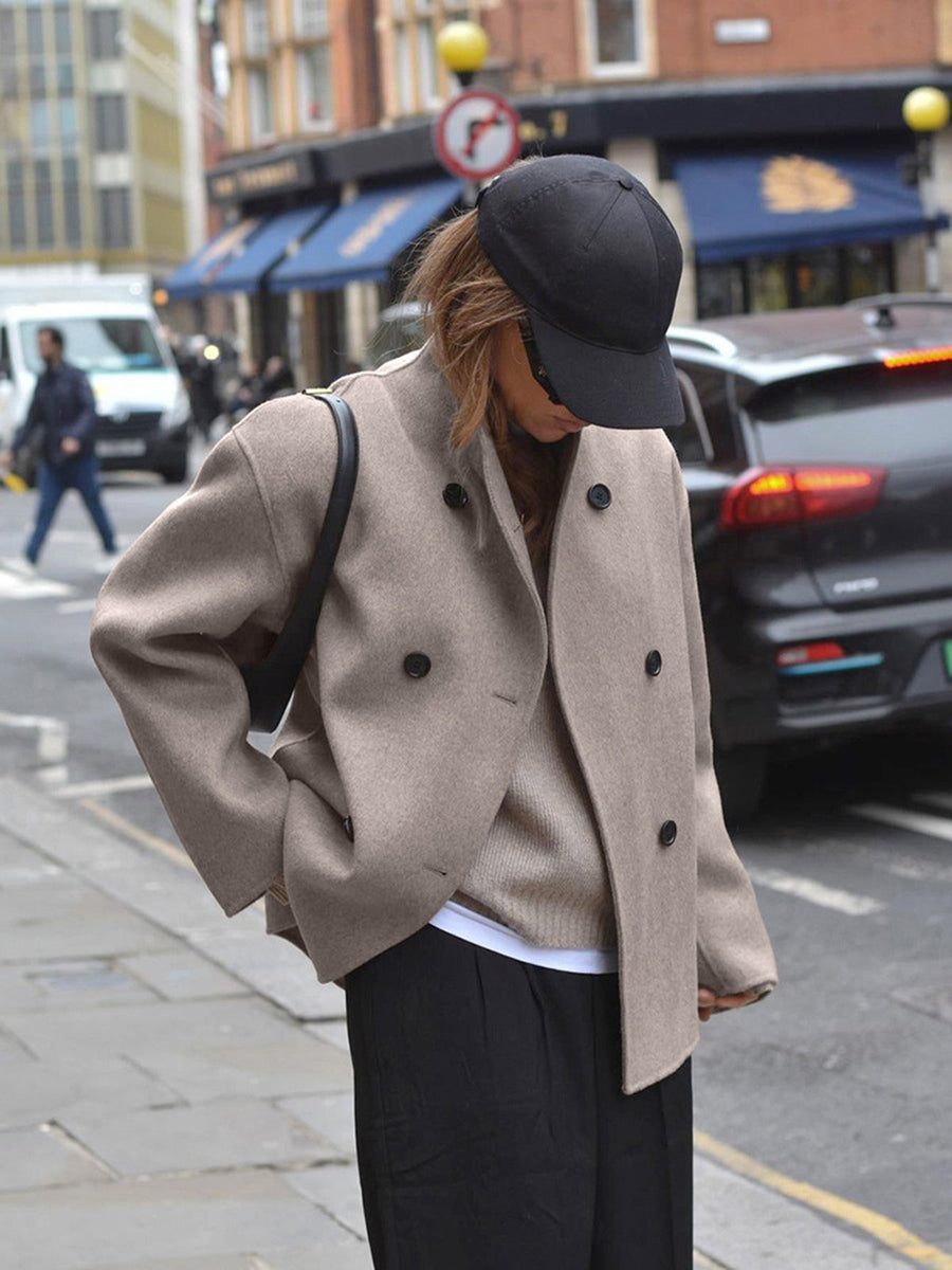 Dorinda Stand Collar Double Breasted Short Coat