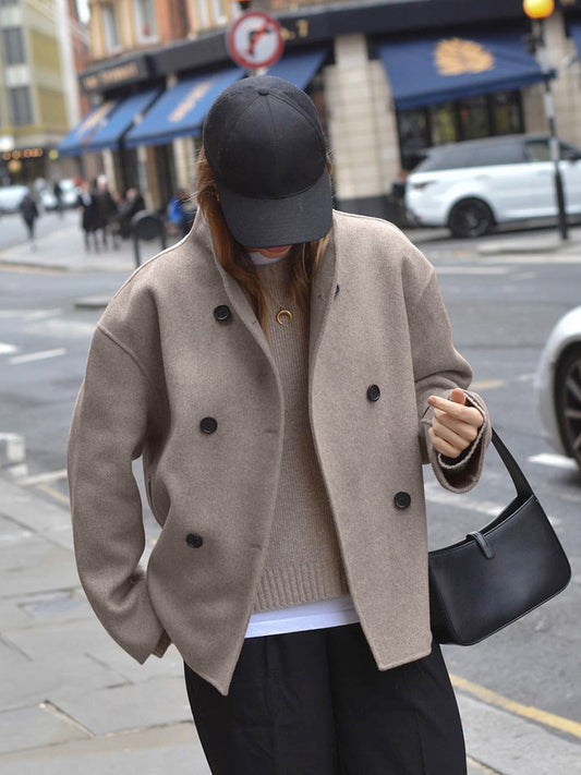 Dorinda Stand Collar Double Breasted Short Coat