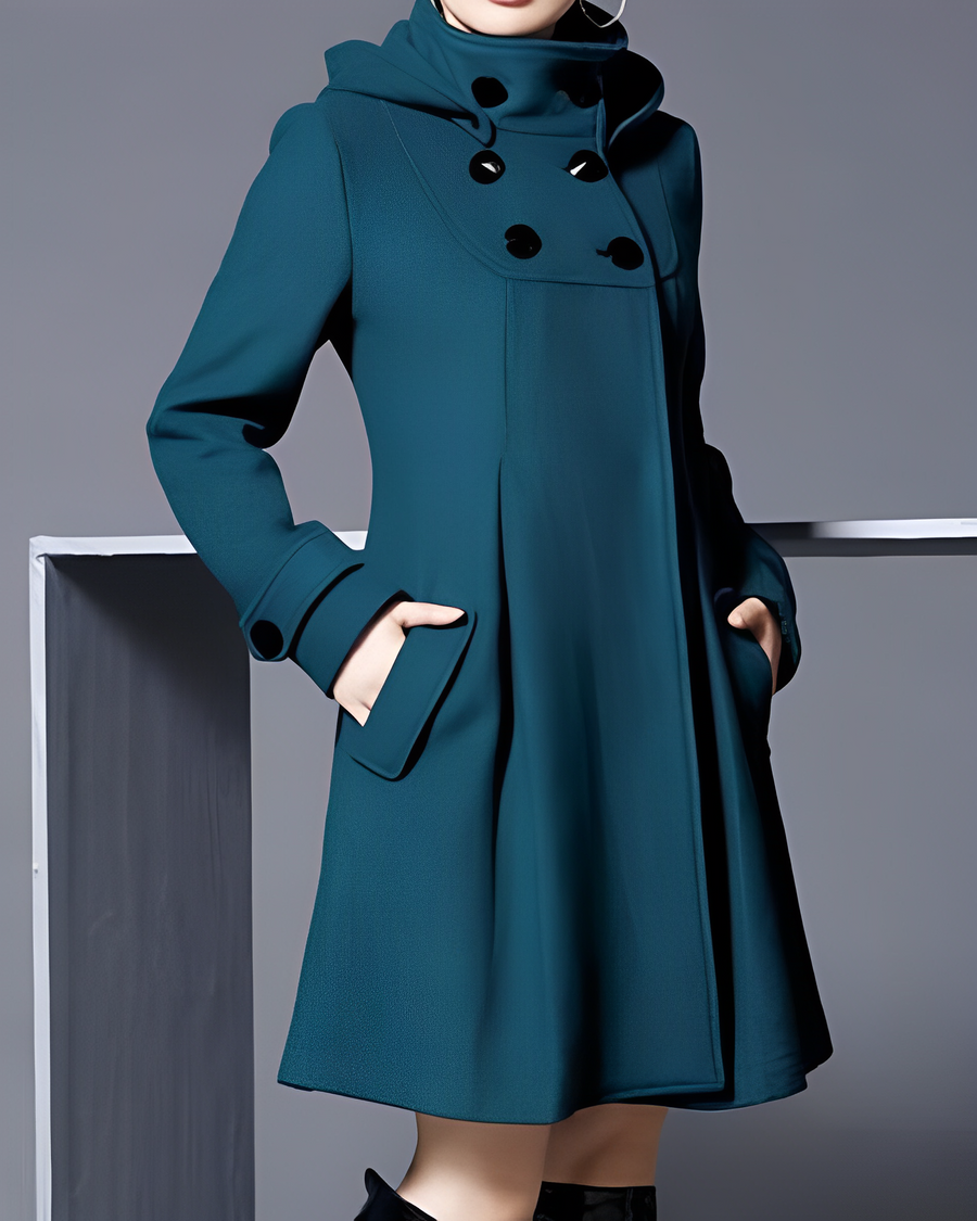 Aurora Hooded Double Breasted A Line Coat