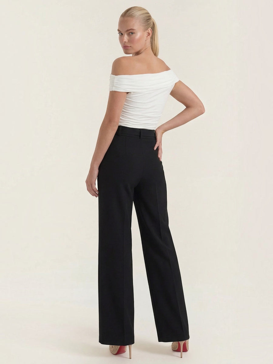 Maxine Buckle Detail Wide Leg Pants