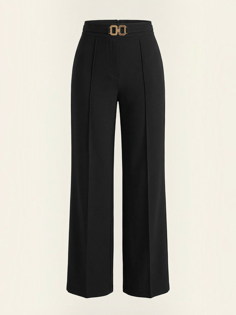 Maxine Buckle Detail Wide Leg Pants