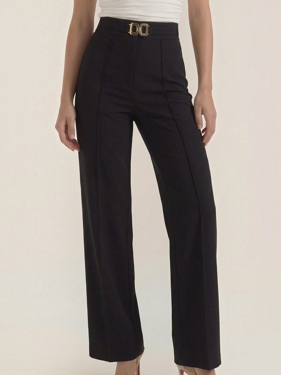 Maxine Buckle Detail Wide Leg Pants