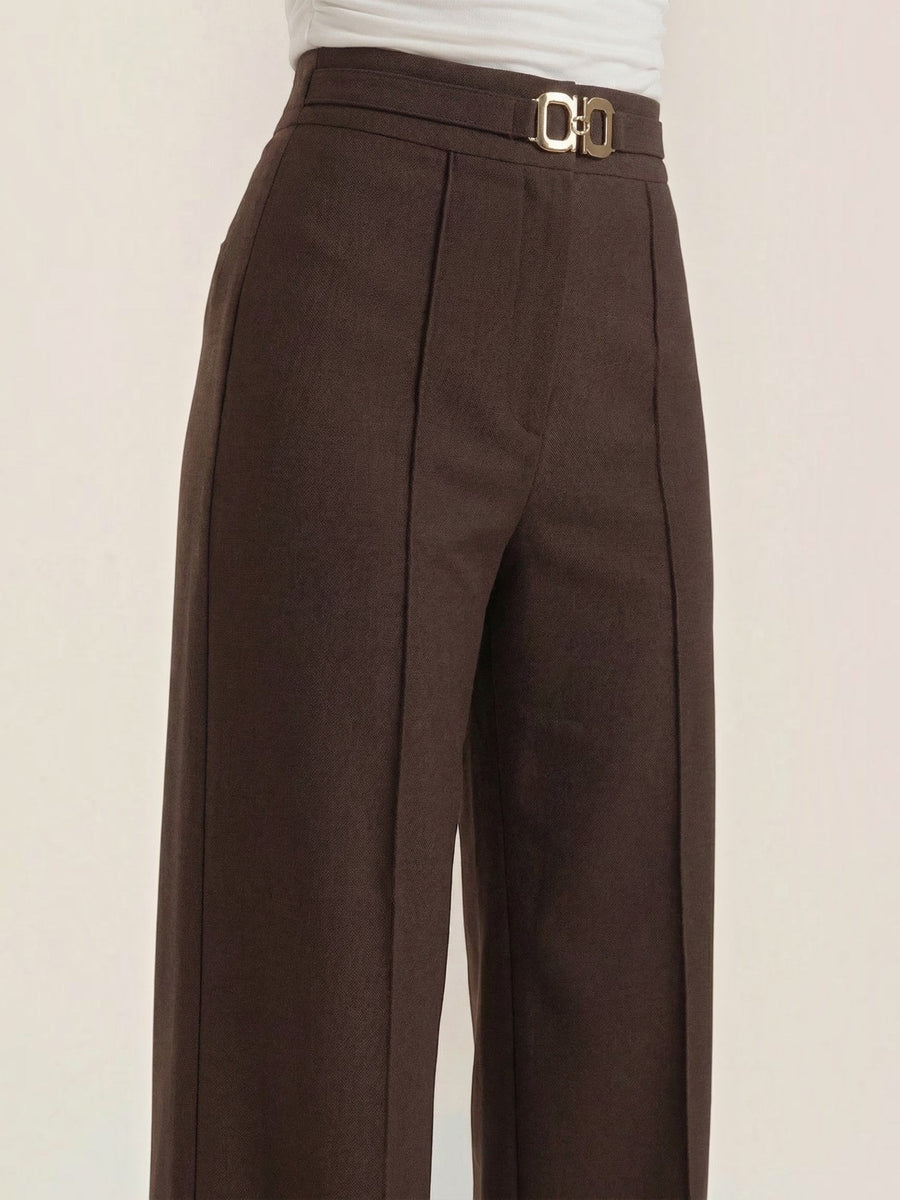 Maxine Buckle Detail Wide Leg Pants