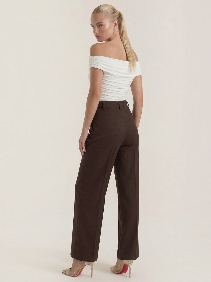 Maxine Buckle Detail Wide Leg Pants