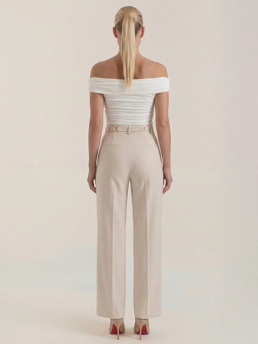 Maxine Buckle Detail Wide Leg Pants