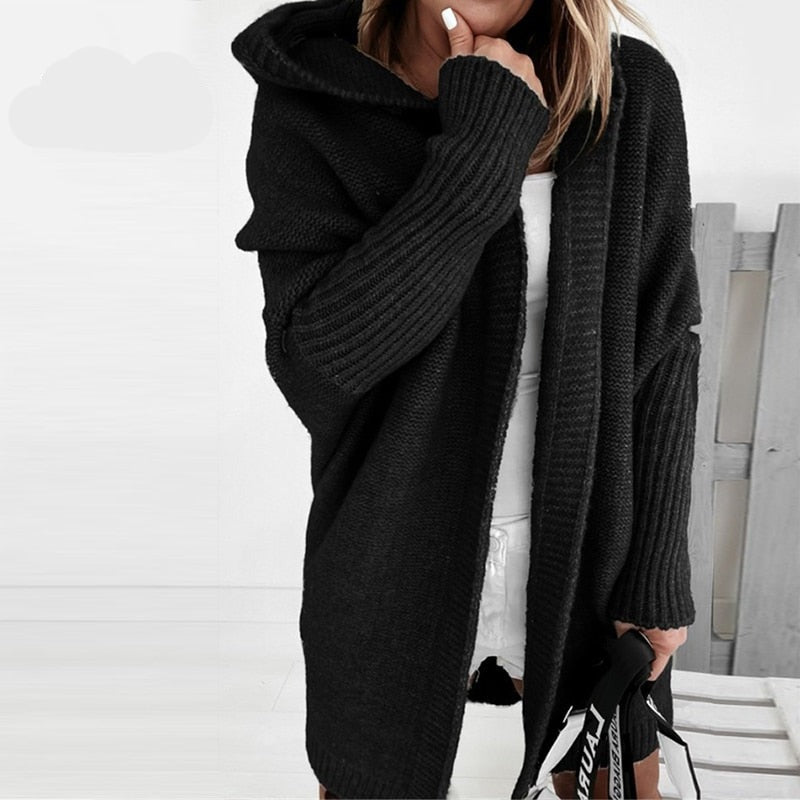 Yara Long Hooded Open Front Cardigan