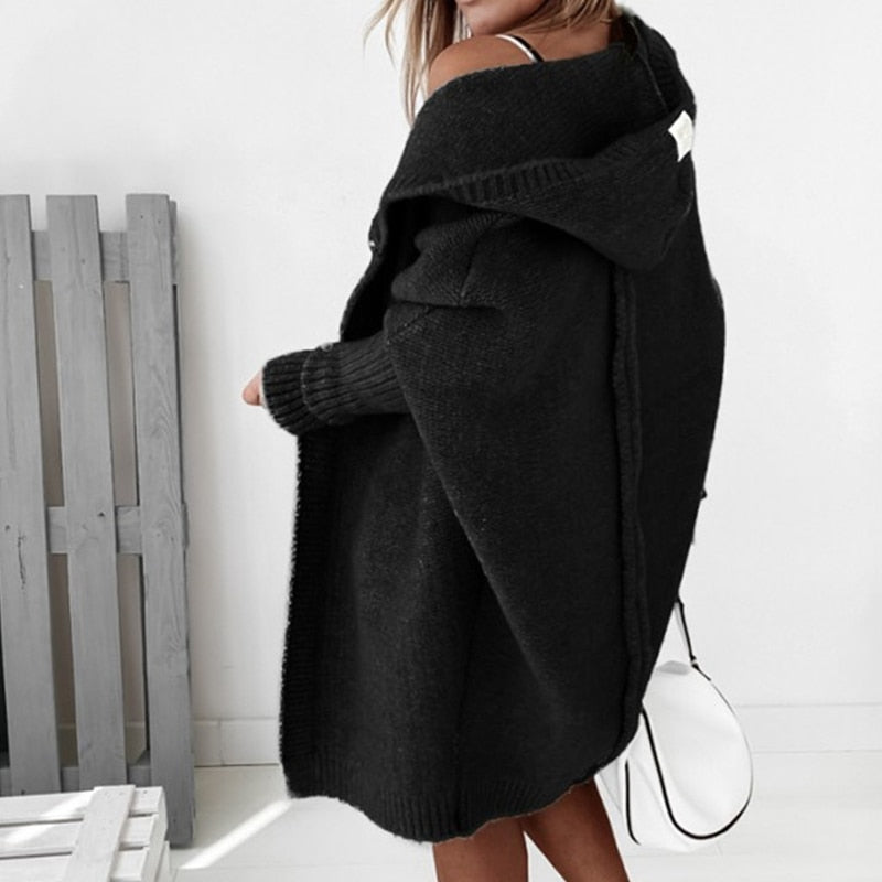 Yara Long Hooded Open Front Cardigan
