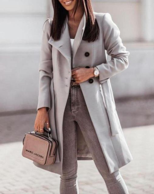 Kalinda Long Belted Button Front Coat