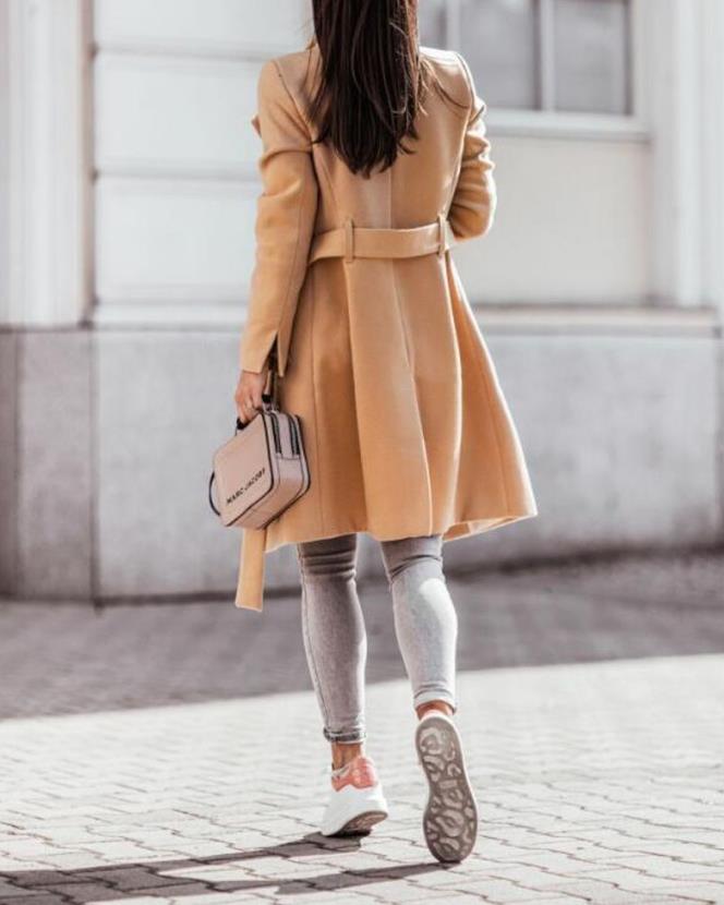 Kalinda Long Belted Button Front Coat