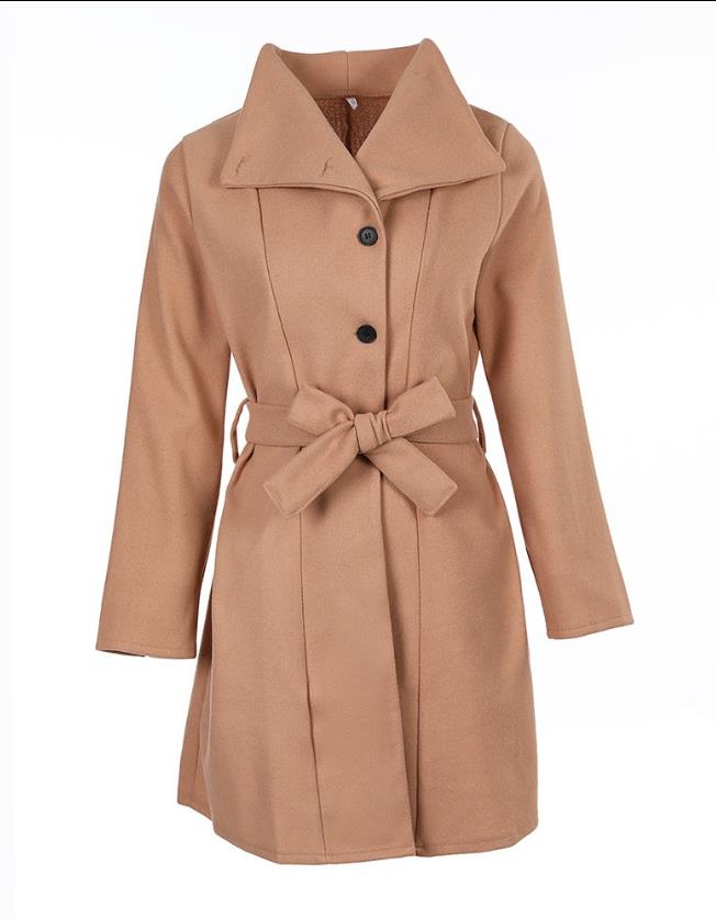 Kalinda Long Belted Button Front Coat