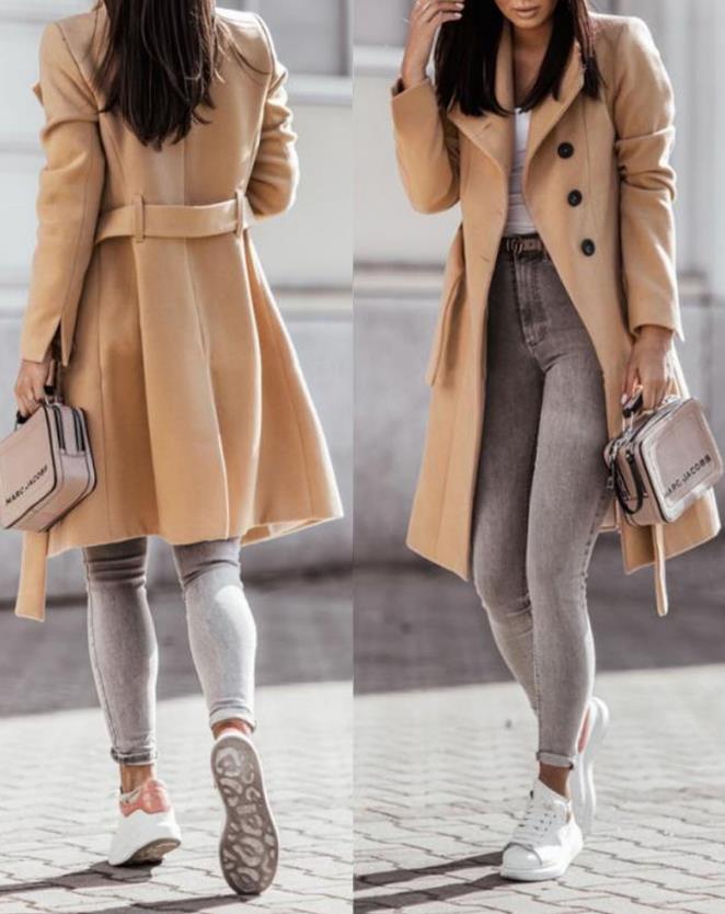 Kalinda Long Belted Button Front Coat