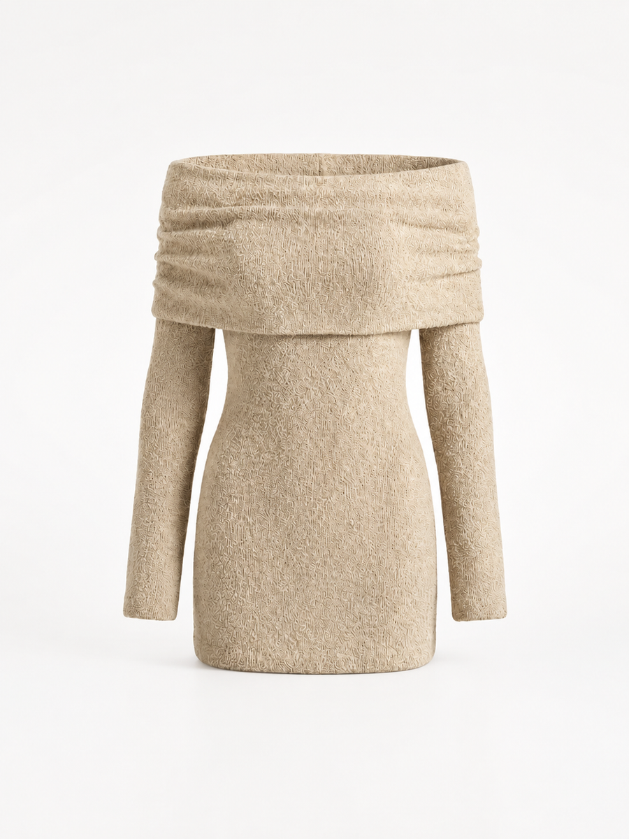 Rochelle Off Shoulder Long Sleeve Knit Mini Dress
