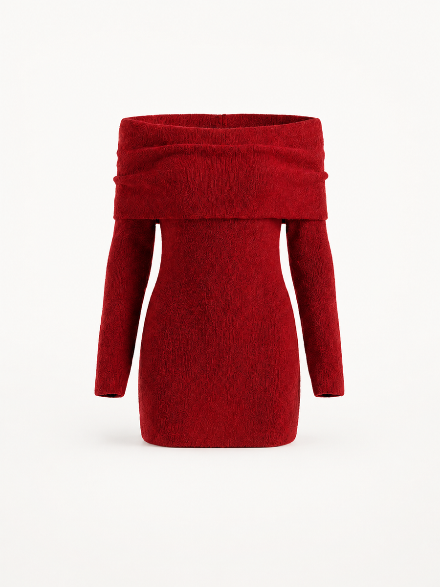 Rochelle Off Shoulder Long Sleeve Knit Mini Dress