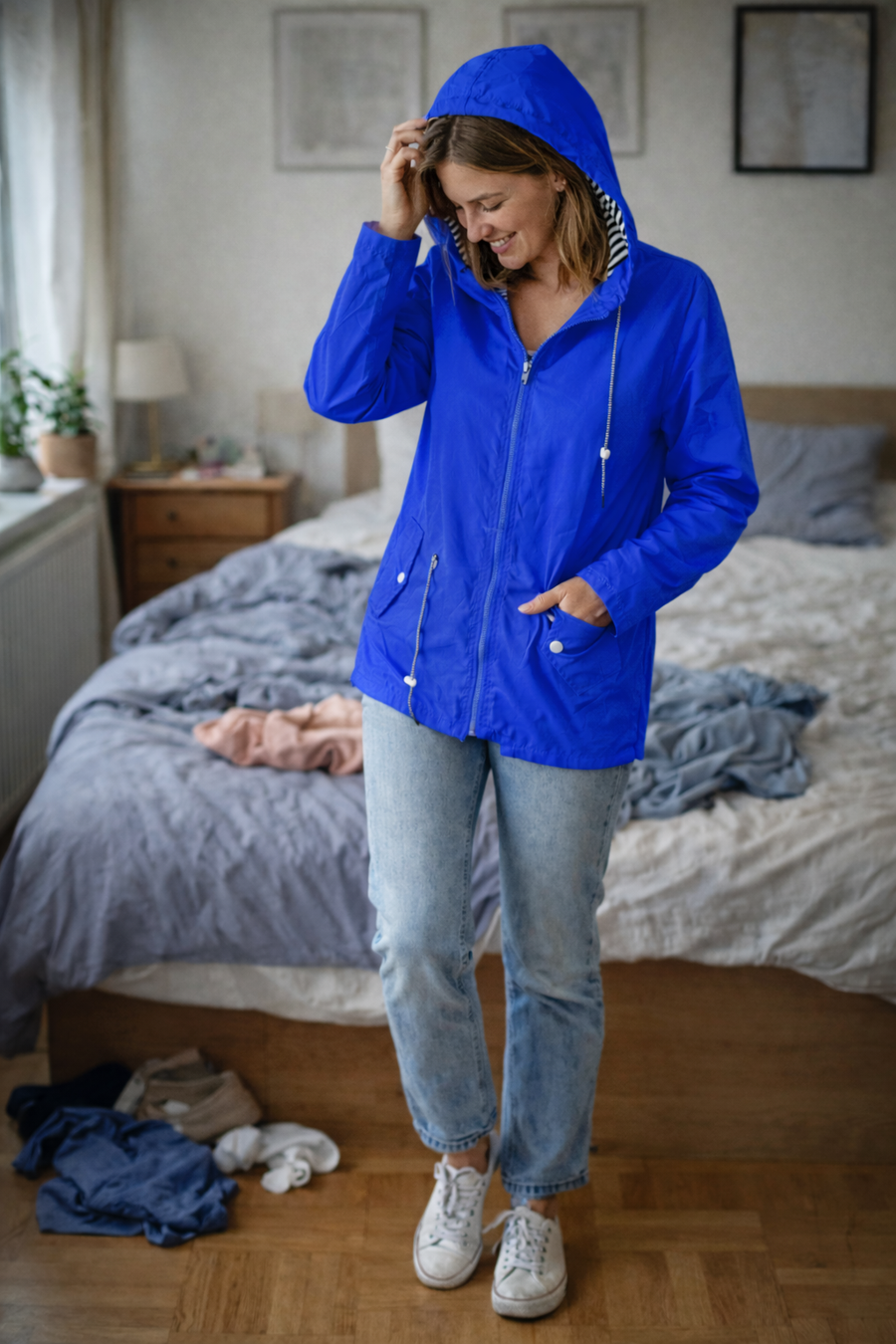 Norah Hooded Rain Jacket with Drawstring Waist