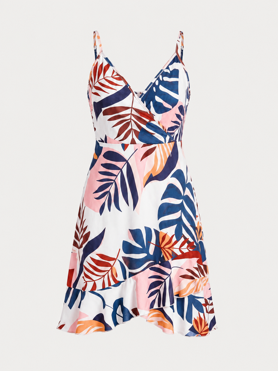 Willow Wrap Ruffle Hem Mini Dress