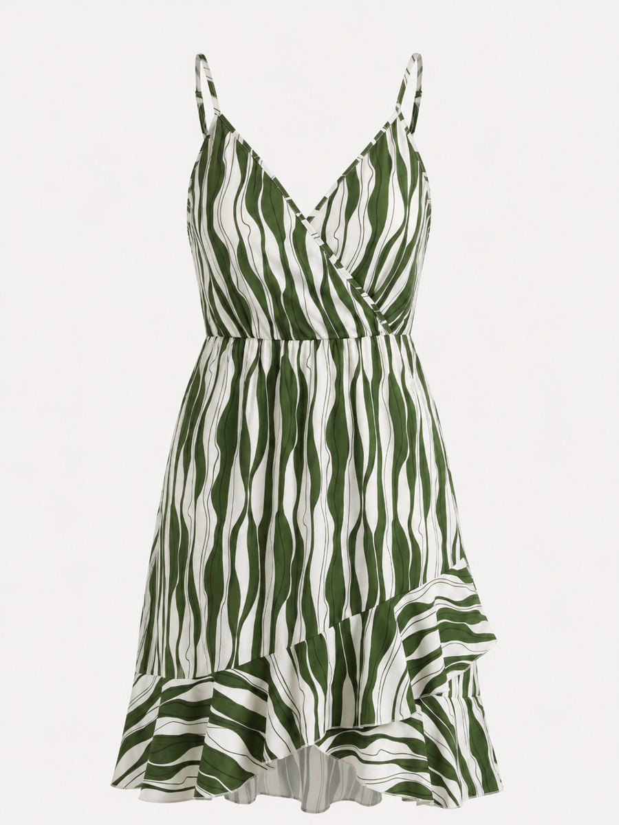Willow Wrap Ruffle Hem Mini Dress