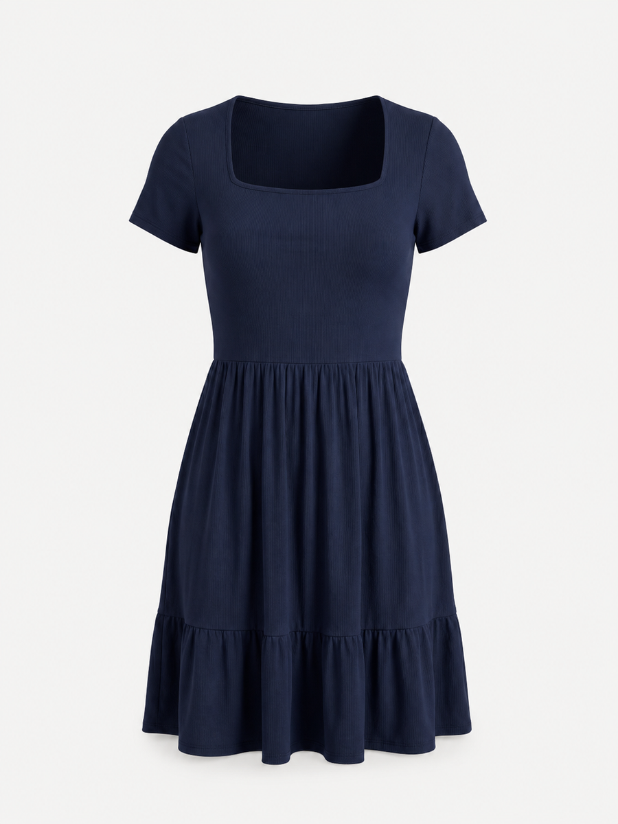 Wanda Square Neck Tiered Mini Dress