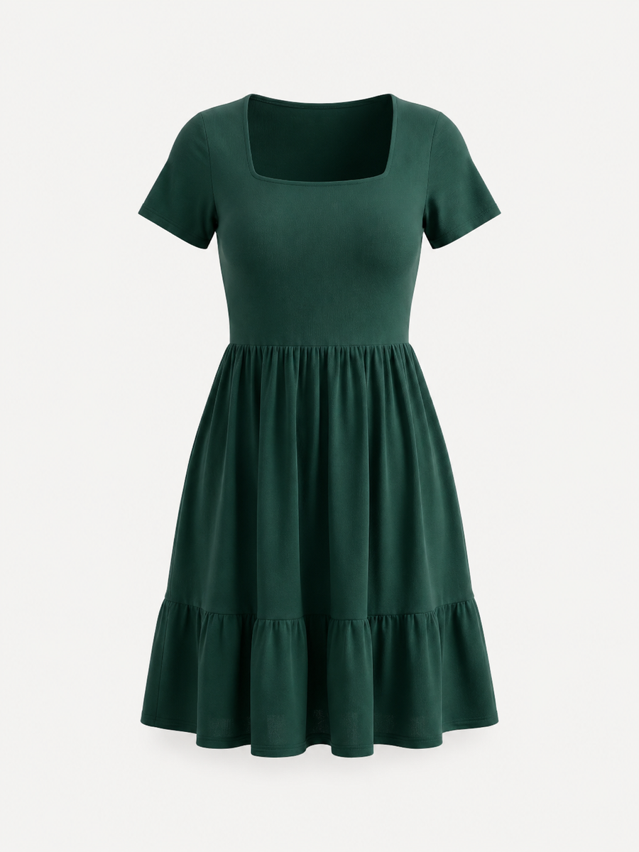 Wanda Square Neck Tiered Mini Dress