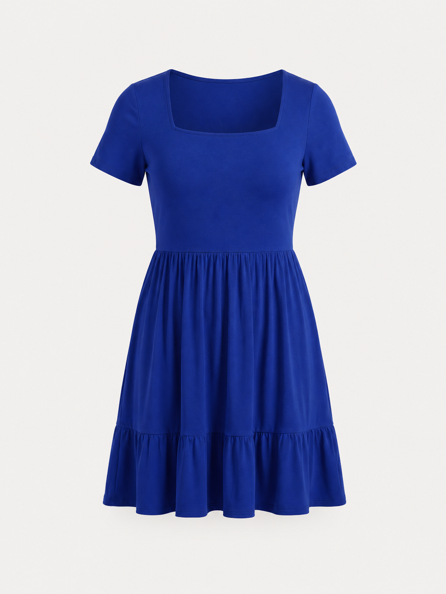 Wanda Square Neck Tiered Mini Dress
