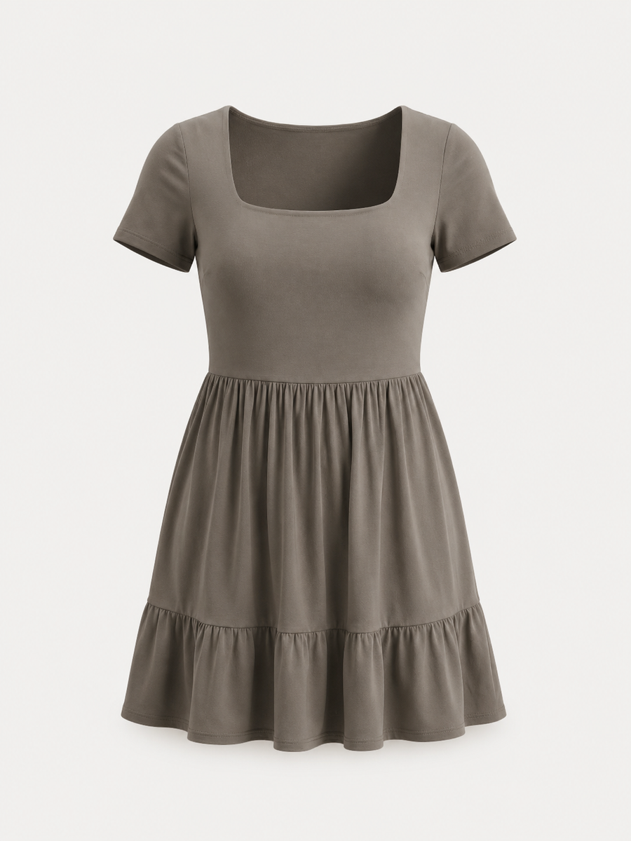 Wanda Square Neck Tiered Mini Dress