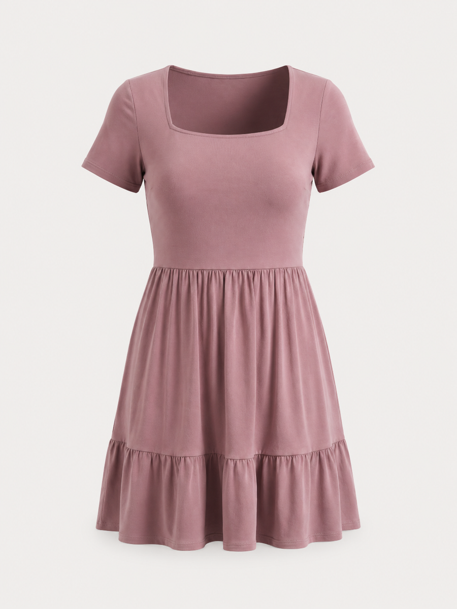 Wanda Square Neck Tiered Mini Dress