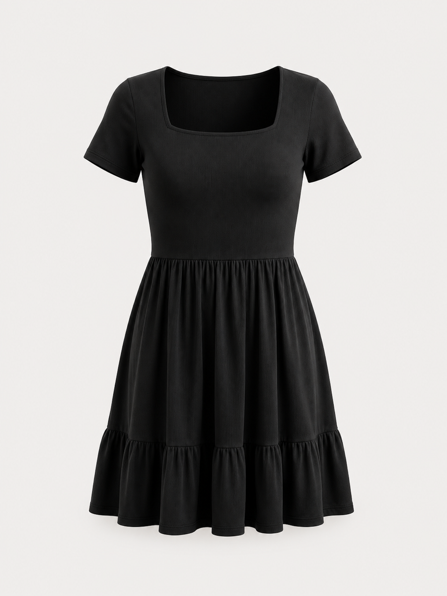 Wanda Square Neck Tiered Mini Dress