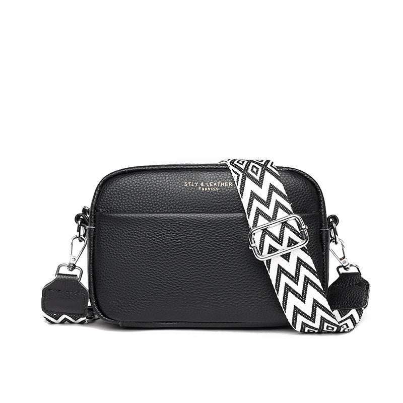 Nelia Leather Crossbody Bag with Zigzag Strap