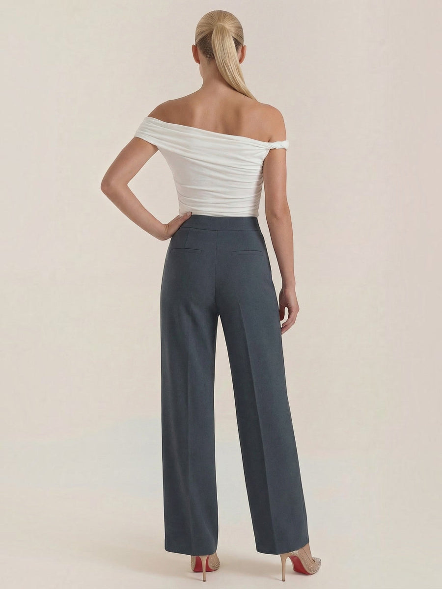 Maxine Buckle Detail Wide Leg Pants