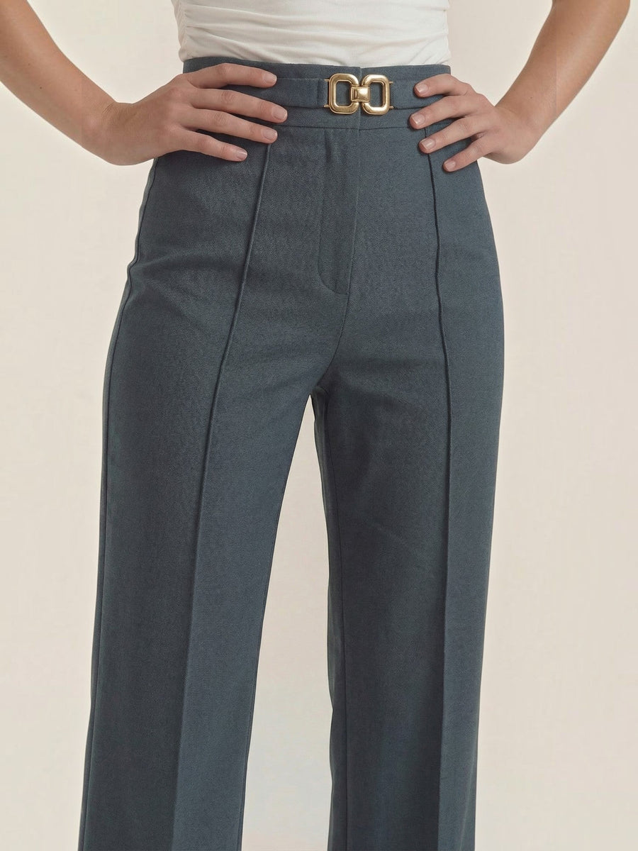 Maxine Buckle Detail Wide Leg Pants