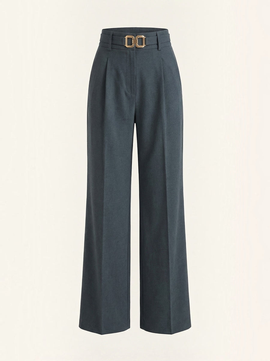 Maxine Buckle Detail Wide Leg Pants
