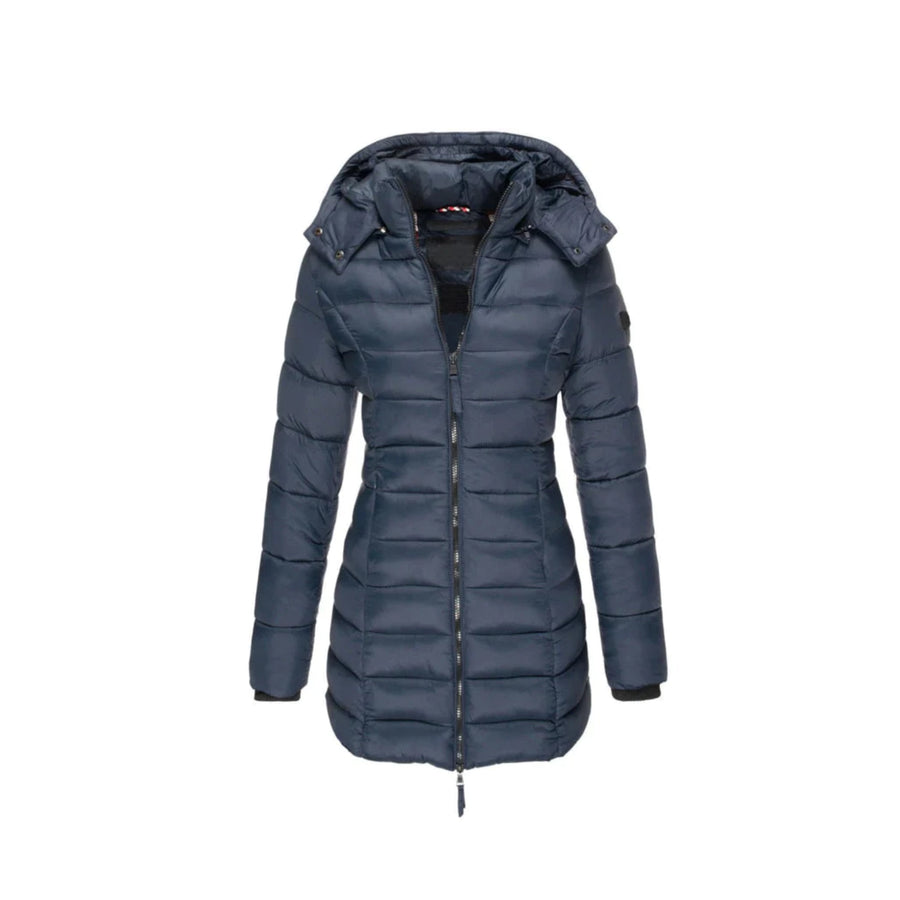 Gesine Long Warm Coat with Detachable Faux Fur Collar