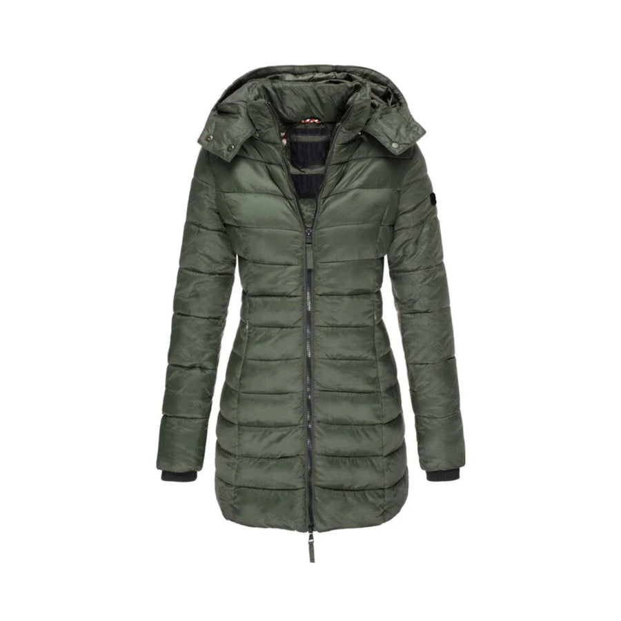 Gesine Long Warm Coat with Detachable Faux Fur Collar