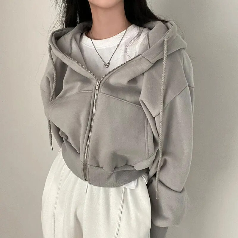 Lucinda Cropped Oversized Zip Hoodie