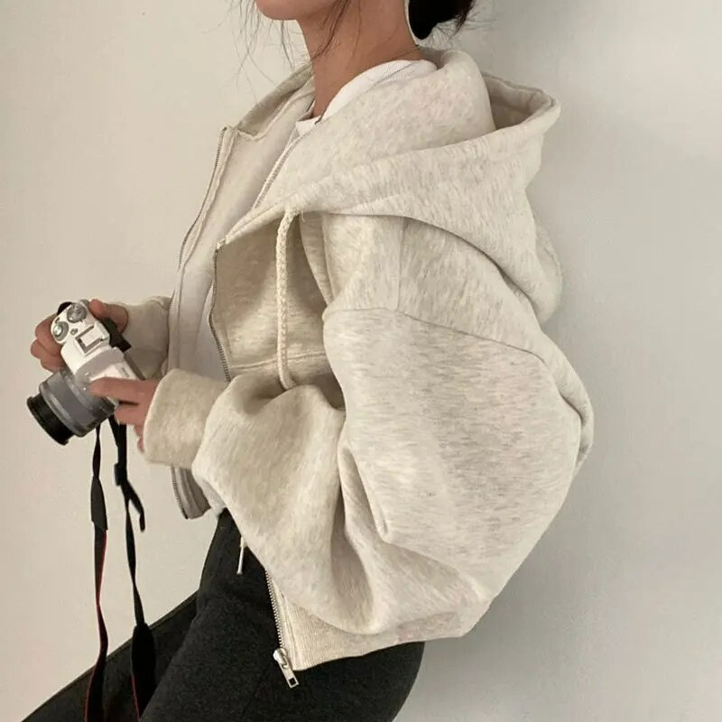 Lucinda Cropped Oversized Zip Hoodie
