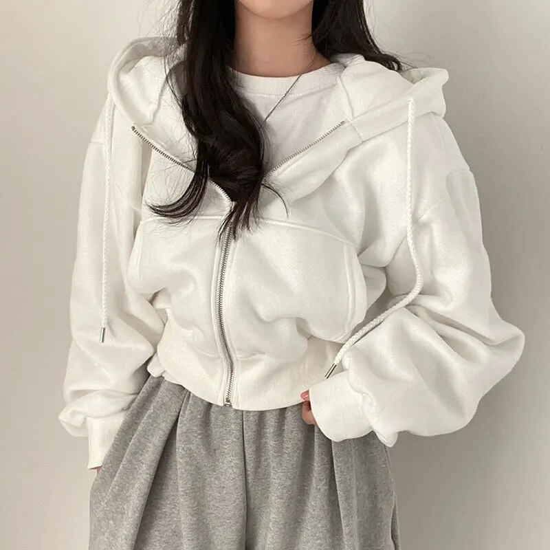 Lucinda Cropped Oversized Zip Hoodie