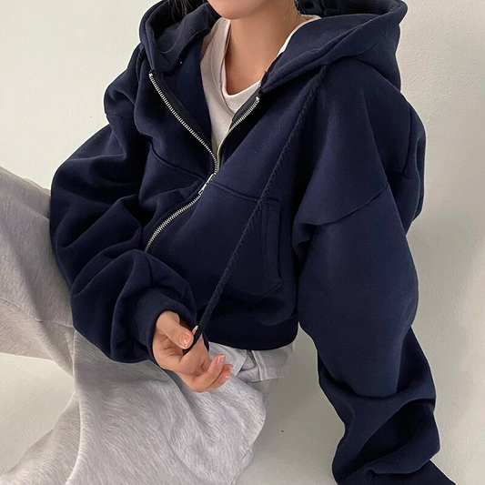 Lucinda Cropped Oversized Zip Hoodie